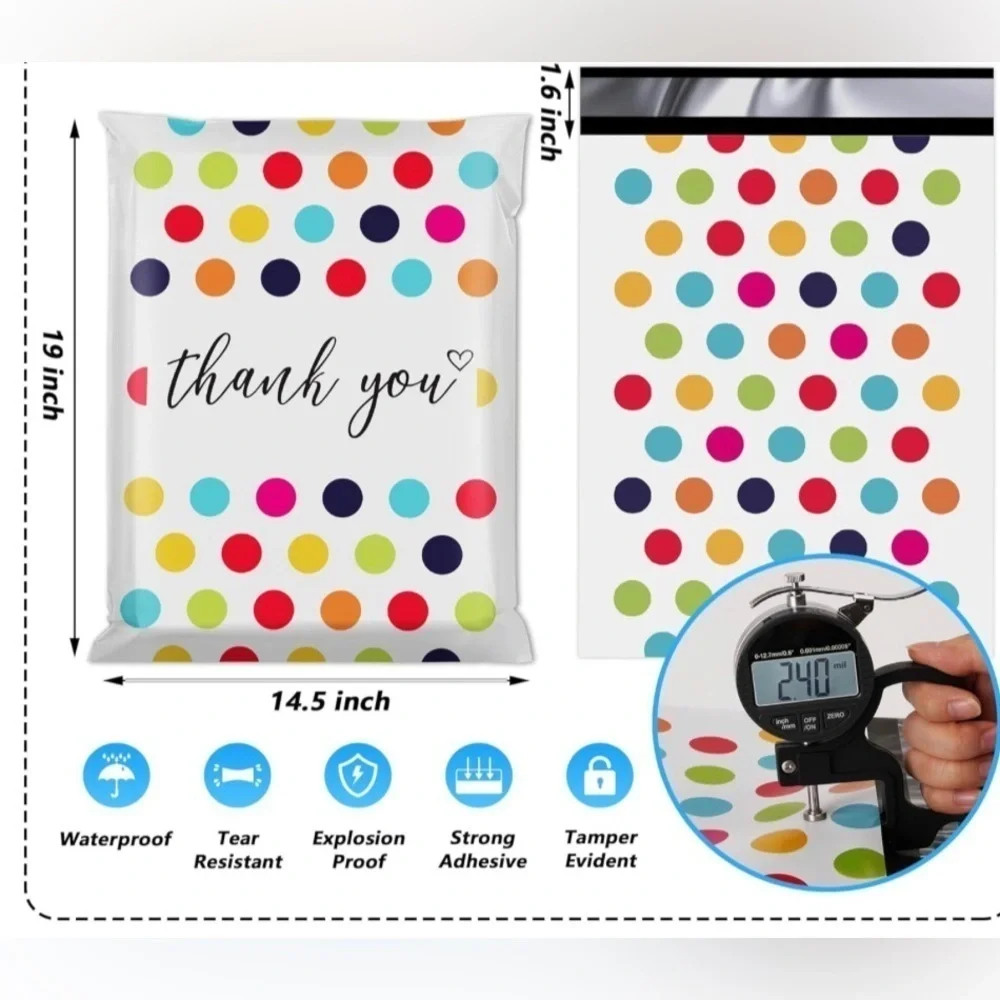 10 Count Polymailer Size Variety Bundle - HAPPY DOTS  (5/6x9 + 5/14x17)